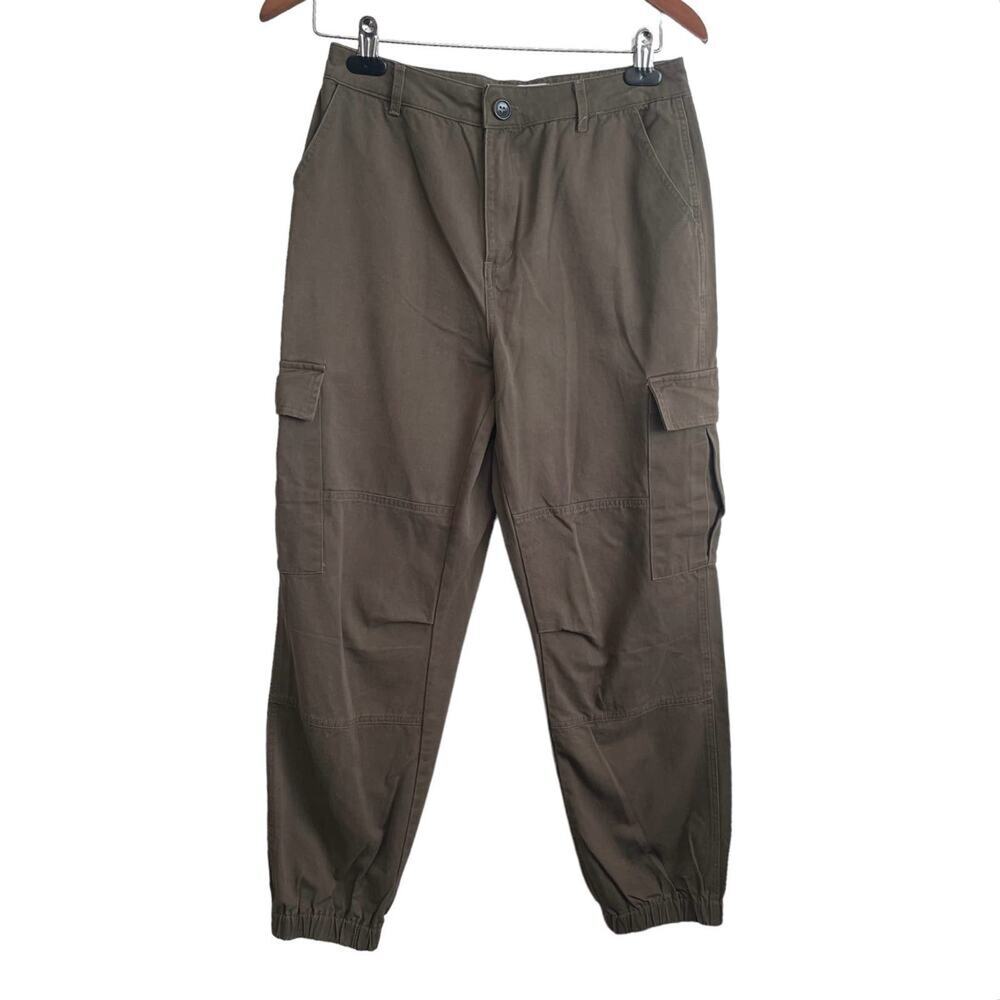 Y2K Sorella Moon Women Cotton Cargo Jogger Pants M Khaki Utility Gorp Streetwear